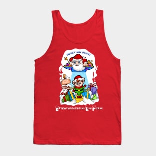 CHRISTMAS ELF: ELF Extraterrestrial Life Form with Santa Claus Tank Top